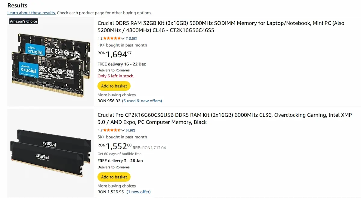 crucial ram price