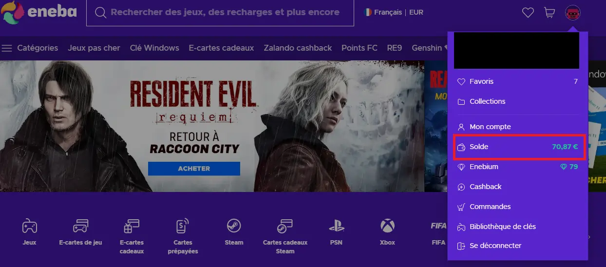 activer carte-cadeau ENEBA