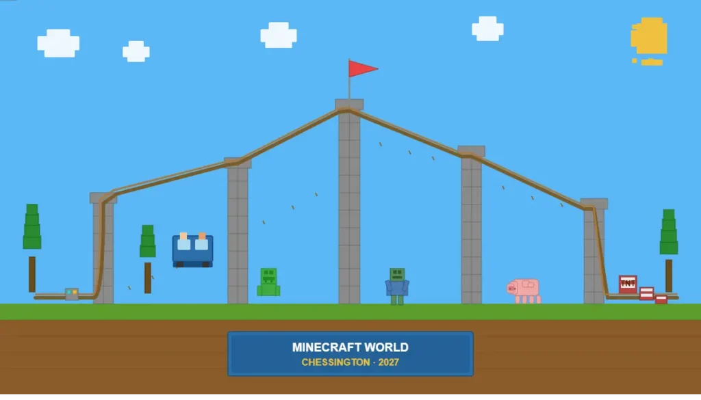 Minecraft World rollercoaster at Chessington World of Adventures opening in 2027