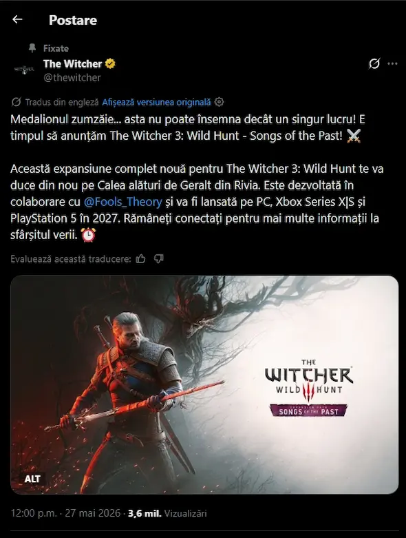 the witcher 3 songs of the past announcement