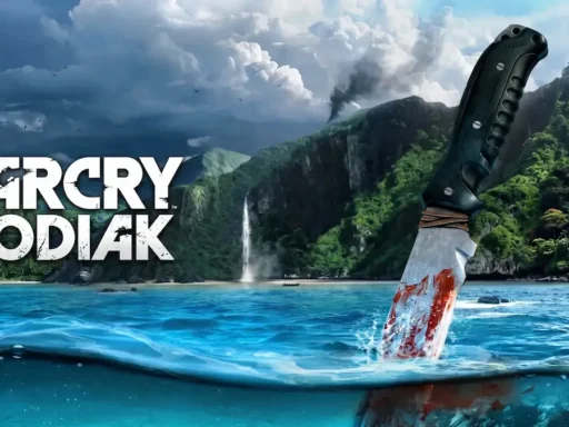 Far Cry Kodiak key art with knife emerging from ocean water