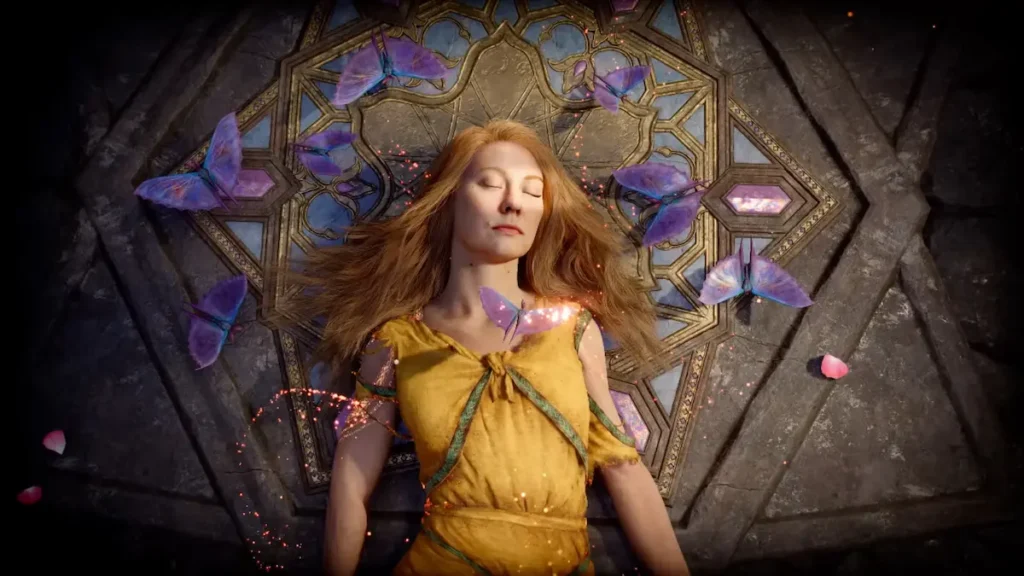 Faye awakening in the Everywhen in God of War Laufey