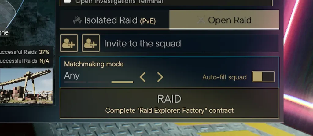 Ecranul de deploy din Active Matter, cu butonul RAID blocat și mesajul "Complete 'Raid Explorer: Factory' contract"